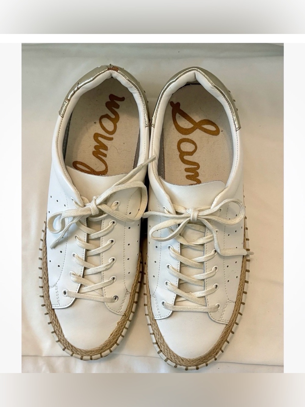 Sam Edelman Platform Sneakers Women’s 8.5 White Leather Espadrille Sole